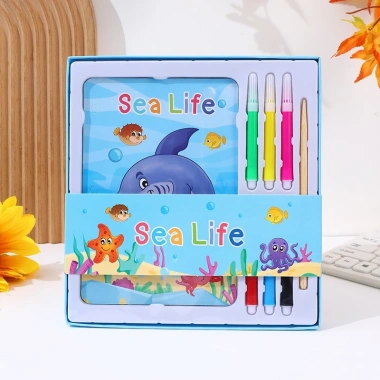 Hộp tranh tô màu học tiếng Anh, tranh cạo than tre 20x20 cm, giá 41.000đ 9