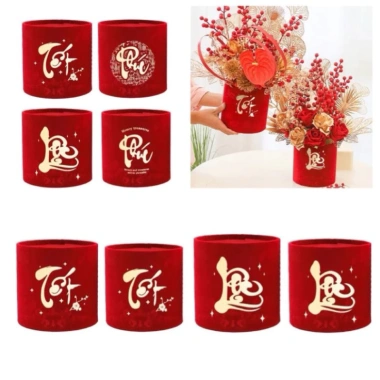 Hộp Trụ Nhung Đỏ Cắm Hoa Đào Đông - Trang trí Tết đẹp, giá ưu đãi 38.000 VND