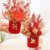 Hộp Trụ Nhung Đỏ Cắm Hoa Đào Đông - Trang trí Tết đẹp, giá ưu đãi 38.000 VND 2