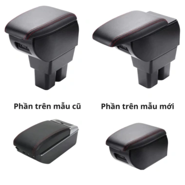 Hộp tỳ tay ô tô Vinfast VF3 đen cao cấp 2 ngăn, nhiều cổng sạc USB - Giá chỉ 345.000₫
