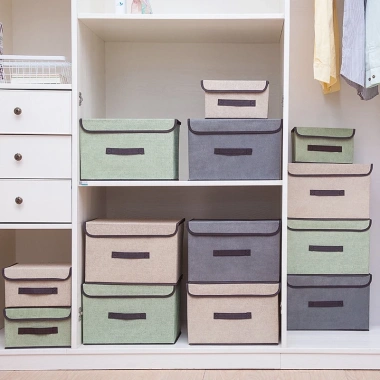 Hộp vải đa năng gấp gọn, đựng quần áo, đồ lót, ga giường, nắp đậy chắc chắn, chỉ 60.000đ