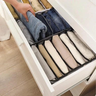 Hộp vải đựng quần áo có nắp, chia ngăn tiện dụng cho đồ lót, tất vớ - Elliver 30.000 VND