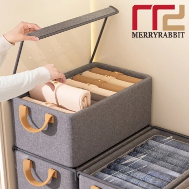 Hộp vải đựng quần áo khung thép có nắp tay cầm tiện lợi bảo quản đồ lót - 49.000 VND 2