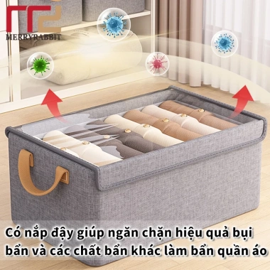 Hộp vải đựng quần áo khung thép có nắp tay cầm tiện lợi bảo quản đồ lót - 49.000 VND 3