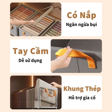 Hộp vải đựng quần áo khung thép có nắp tay cầm tiện lợi bảo quản đồ lót - 49.000 VND 9