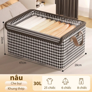 Hộp vải đựng quần áo khung thép có nắp tay cầm tiện lợi bảo quản đồ lót - 49.000 VND 10