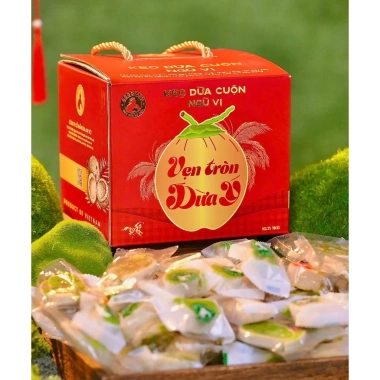 Hộp Vẹn Tròn Dứa Ý 1kg Kẹo Dừa Cuộn Ngũ Vị Giá ưu đãi 220k Tết 2.026