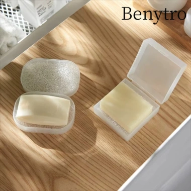 Hộp xà phòng BENYTRO nắp đậy - Đĩa xà phòng xốp chống nước, nhựa di động, 36.740₫