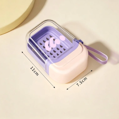 Hộp xà phòng Mini trong suốt du lịch - Hai lớp thoát nước, nắp tổ chức, giá ưu đãi 54,717 VND