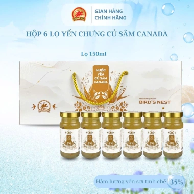 Hộp yến chưng Củ Sâm Canada 6 lọ 150ml - Giá 400k, vị đắng sâm, tăng sức khỏe 2 Hộp yến chưng Củ Sâm Canada 6 lọ 150ml - Giá 400k, vị đắng sâm, tăng sức khỏe 2