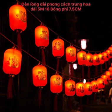 HOT Dây LED Đèn Lồng chữ PHÚC 5m 16 bóng 8cm - Trang trí Tết, 94.800 VND, sỉ