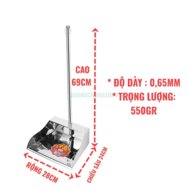 Hót rác inox thép không rỉ tay cầm dài 25-28cm, kèm móc treo, giá 89.000đ 10