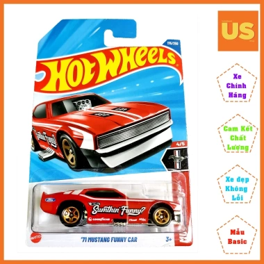 Hot Wheels 71 Mustang Funny Car Đỏ, xe mô hình chính hãng US, giá ưu đãi 78.500₫