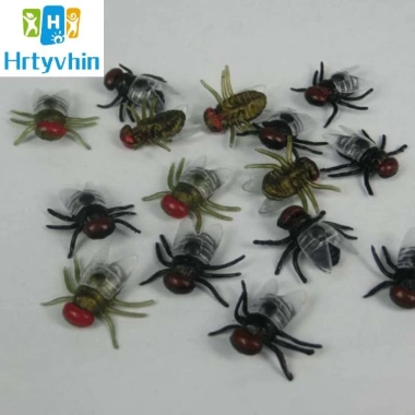 Hrtyvhin 100 chiếc ruồi giả nhựa - Đồ chơi prank Halloween, mô phỏng côn trùng