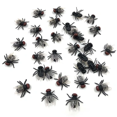 Hrtyvhin 100 chiếc ruồi giả nhựa - Đồ chơi prank Halloween, mô phỏng côn trùng