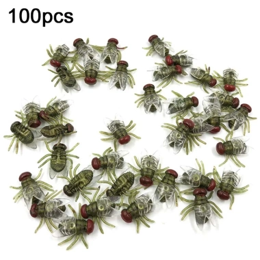 Hrtyvhin 100 chiếc ruồi giả nhựa - Đồ chơi prank Halloween, mô phỏng côn trùng