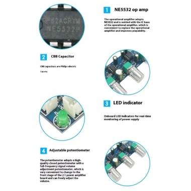 Hrtyvhin NE5.532 2‑1 Kênh Preamp Thính Giác, Truyền Thấp, Điều Khiển Loa Siêu Trầm, 110k VND 9