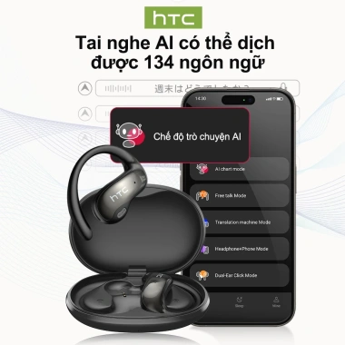 HTC NE19 Tai nghe Bluetooth 6.0 Dịch 135 ngôn ngữ, âm thanh HiFi, không dây, micrô – 254.000₫