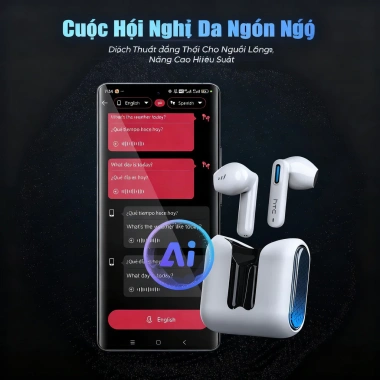 HTC NE49 Dịch Tai Nghe Bluetooth Đa Ngôn Ngữ, Thời Gian Thực, Pin 6.0h, IPX5 Chống Thấm, HiFi, Giảm Ồn - 199k 5