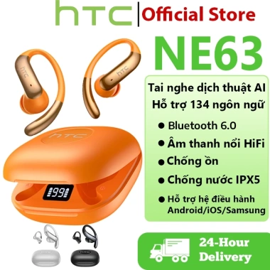 HTC NE63 Tai Nghe Dịch Thuật AI TWS Bluetooth 5.1 HiFi Bass, Chống Nước, LED, Micrô – Giá 339.900 VNĐ