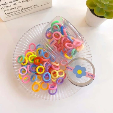 Hũ 100 dây buộc tóc cao su mềm co giãn, nhiều màu sắc cho bé, giá chỉ 18.000₫ (giảm từ 23.040₫) 9