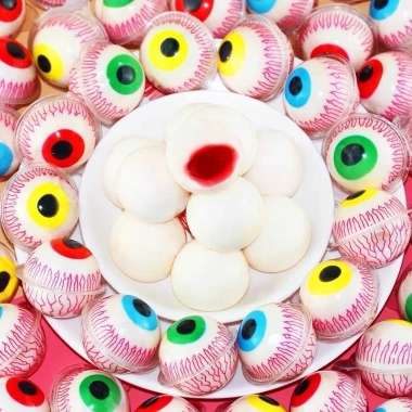 Hũ 60 viên Kẹo dẻo nhân viên nhỏ 10g Hình con mắt, trái banh, dưa hấu, dâu, vịt, Giá chỉ 49.000đ