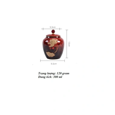 Hũ bình đựng trà sứ họa tiết hoa sen 300ml - Giá ưu đãi 99.000₫