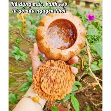 Hũ đựng bánh, mức, kẹo Tết bằng gỗ dừa nguyên khối loại 1 - Giảm còn 120.000 VND 3