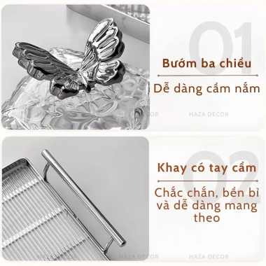 Hũ Đựng Mứt Tết Thủy Tinh Kèm Khay Kim Loại - Đĩa Trái Cây Có Nắp BK49 265.000