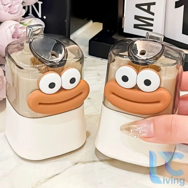 Hũ Đựng Tăm Living C và Hộp Tăm Bấm Tự Động Sticker Hoạt Hình Dễ Thương 41.000₫