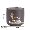 Hũ gốm tử sa cao cấp đựng trà, họa tiết ánh kim, nắp khít, giảm còn 75.000₫ 2