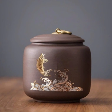 Hũ gốm tử sa cao cấp đựng trà, họa tiết ánh kim, nắp khít, giảm còn 75.000₫ 7 Hũ gốm tử sa cao cấp đựng trà, họa tiết ánh kim, nắp khít, giảm còn 75.000₫ 7