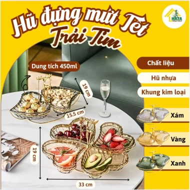 Hũ mứt Tết 2.022 – Khay đựng bánh kẹo, trái cây khô nhựa sang trọng cho phòng khách Haza Home Decor – Giảm 16%