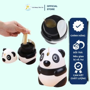 Hũ Tăm Nút Nhấn Gấu Trúc - Lọ Đựng Tăm Gấu Panda Thông Minh, Cao Cấp, Giá 52.000đ