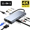 Hub 11 trong 1 Type-C USB 3.0 HD PD VGA RJ45 Audio 3.5mm Sạc nhanh – Giảm tới 95.000₫