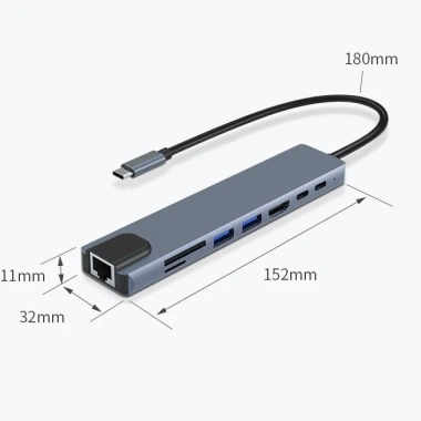 Hub 11 trong 1 Type-C USB 3.0 HD PD VGA RJ45 Audio 3.5mm Sạc nhanh – Giảm tới 95.000₫