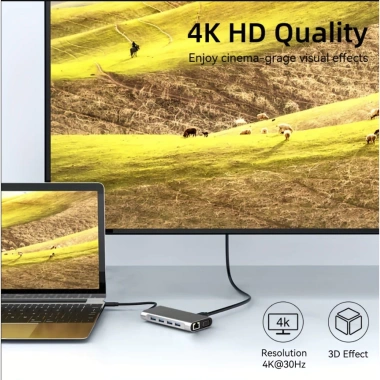 Hub 11 trong 1 Type-C USB 3.0 HD PD VGA RJ45 Audio 3.5mm Sạc nhanh – Giảm tới 95.000₫