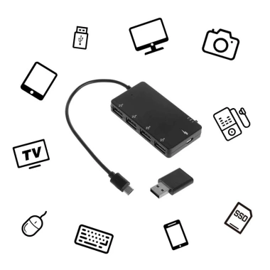 Hub 4 Cổng Micro USB OTG cho Android & Windows - Tương Thích Điện Thoại, Máy Tính Bảng, Giá Ưu Đãi 132.880 VND
