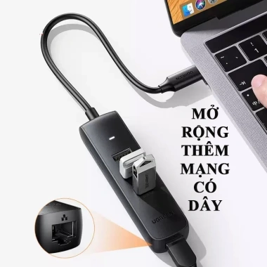 HUB 4in1 Ugreen USB Type C sang 3 USB 3.0 và 1 LAN, chính hãng, 135.000đ