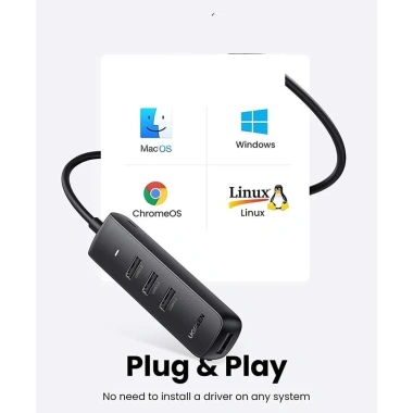 HUB 4in1 Ugreen USB Type C sang 3 USB 3.0 và 1 LAN, chính hãng, 135.000đ