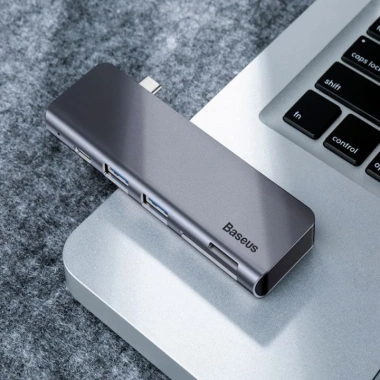 Hub 5 trong 1 Baseus CAHUB-K0G - HDMI, USB-C, USB-A, VGA, SD, Giá 490.000 VND