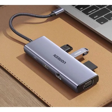 Hub 9 cổng Type-C Ugreen 15.600 - HDMI 4K, VGA, LAN Gigabit, PD 100W, USB 3.0, Đọc thẻ SD/TF - Giá chỉ 1,069,000₫