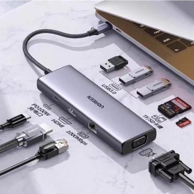 Hub 9 cổng Type-C Ugreen 15.600 - HDMI 4K, VGA, LAN Gigabit, PD 100W, USB 3.0, Đọc thẻ SD/TF - Giá chỉ 1,069,000₫ 6 Hub 9 cổng Type-C Ugreen 15.600 - HDMI 4K, VGA, LAN Gigabit, PD 100W, USB 3.0, Đọc thẻ SD/TF - Giá chỉ 1,069,000₫ 6