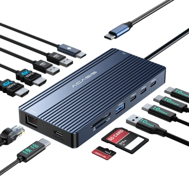 Hub ACASIS USB‑C 14 trong 1 – HDMI 4K, DP 4K@60Hz, 2 USB3.1 10Gbps, SD/TF, Audio, RJ45 cho Mac & Windows