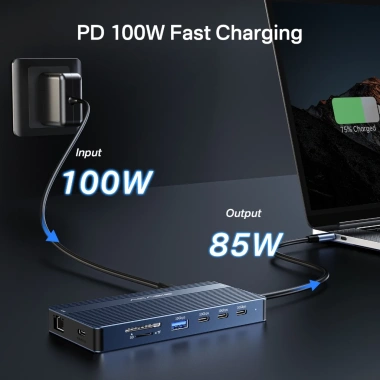 Hub ACASIS USB‑C 14 trong 1 – HDMI 4K, DP 4K@60Hz, 2 USB3.1 10Gbps, SD/TF, Audio, RJ45 cho Mac & Windows