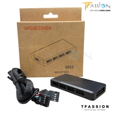 Hub chia USB Haiweishen UE05 1 ra 4 cổng 9 Pin USB 2.0 Mainboard + Cấp nguồn SATA PSU Chính hãng - Giá 295.000 VND