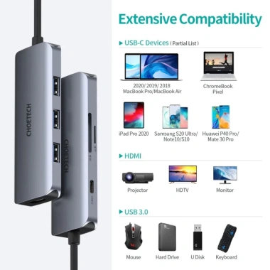 Hub Choetech HUB-M19 7in1 Type-C HDMI, USB3, PD 100W, SD/TF giảm còn 989.000₫