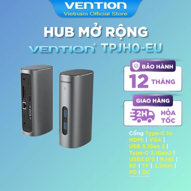 Hub mở rộng VENTION đa năng HDMI VGA USB3.1 Type‑C RJ45 SD TF PD - Giá chỉ 2.267.000₫ Hub mở rộng VENTION đa năng HDMI VGA USB3.1 Type‑C RJ45 SD TF PD - Giá chỉ 2.267.000₫
