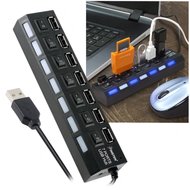 Hub Ổ Điện 7 Port Công Tắc Loại Tốt - Giá 49.000đ, tiết kiệm năng lượng, bảo vệ thiết bị