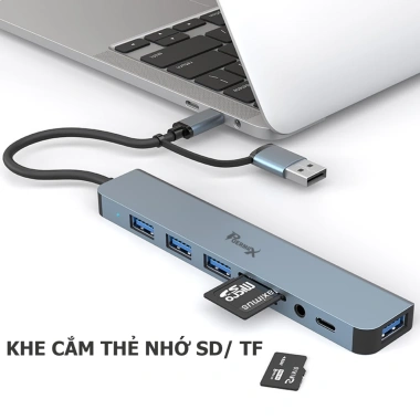 Hub Tuyp C & USB 8 in 1 Poermax HU1 - Tương thích mọi laptop, PC, Giá 145.000₫